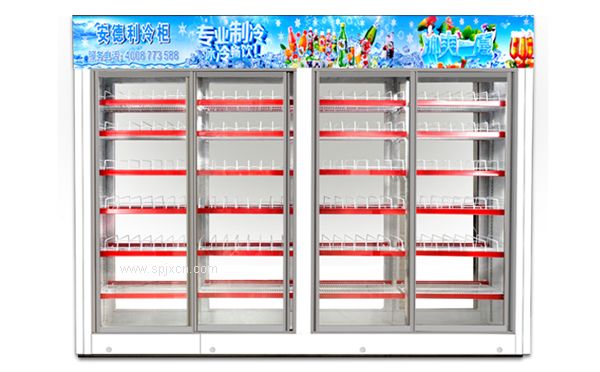 前后開(kāi)門(mén)飲料冷藏展示冷柜背面，